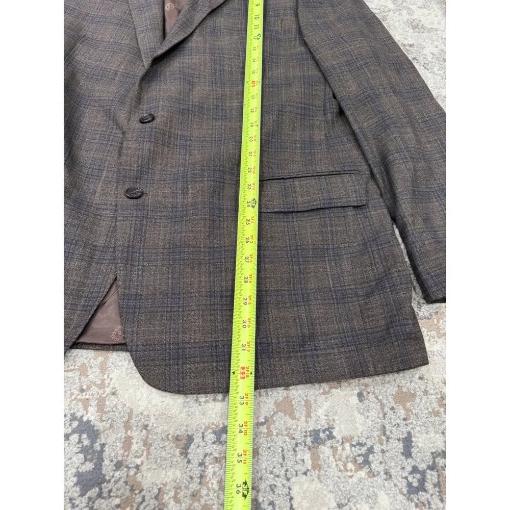 Lauren Ralph Lauren Mens 46L Brown Blue Glen Plaid Two Button Blazer Sport Coat